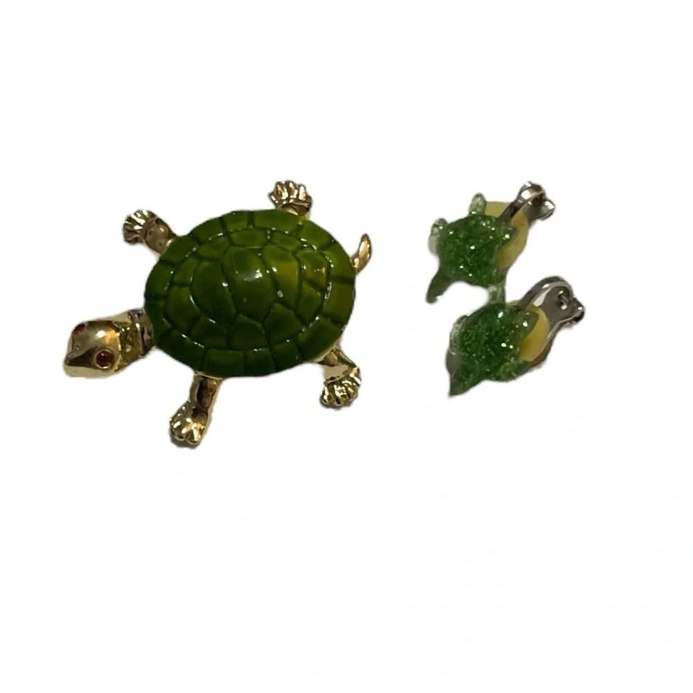 🫶🏻 Turtle Brooch & Earrings